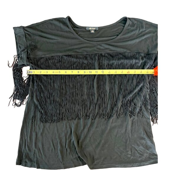 Ella Moss Black Fringe Top - Boho Luxe Statement Piece Size M - Picture 8 of 11